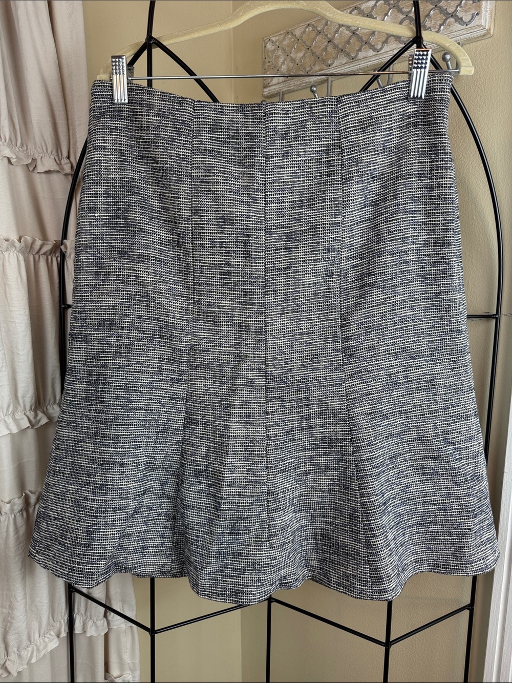 Talbots Navy & White Tweed A-Line Skirt Size 8 NWT